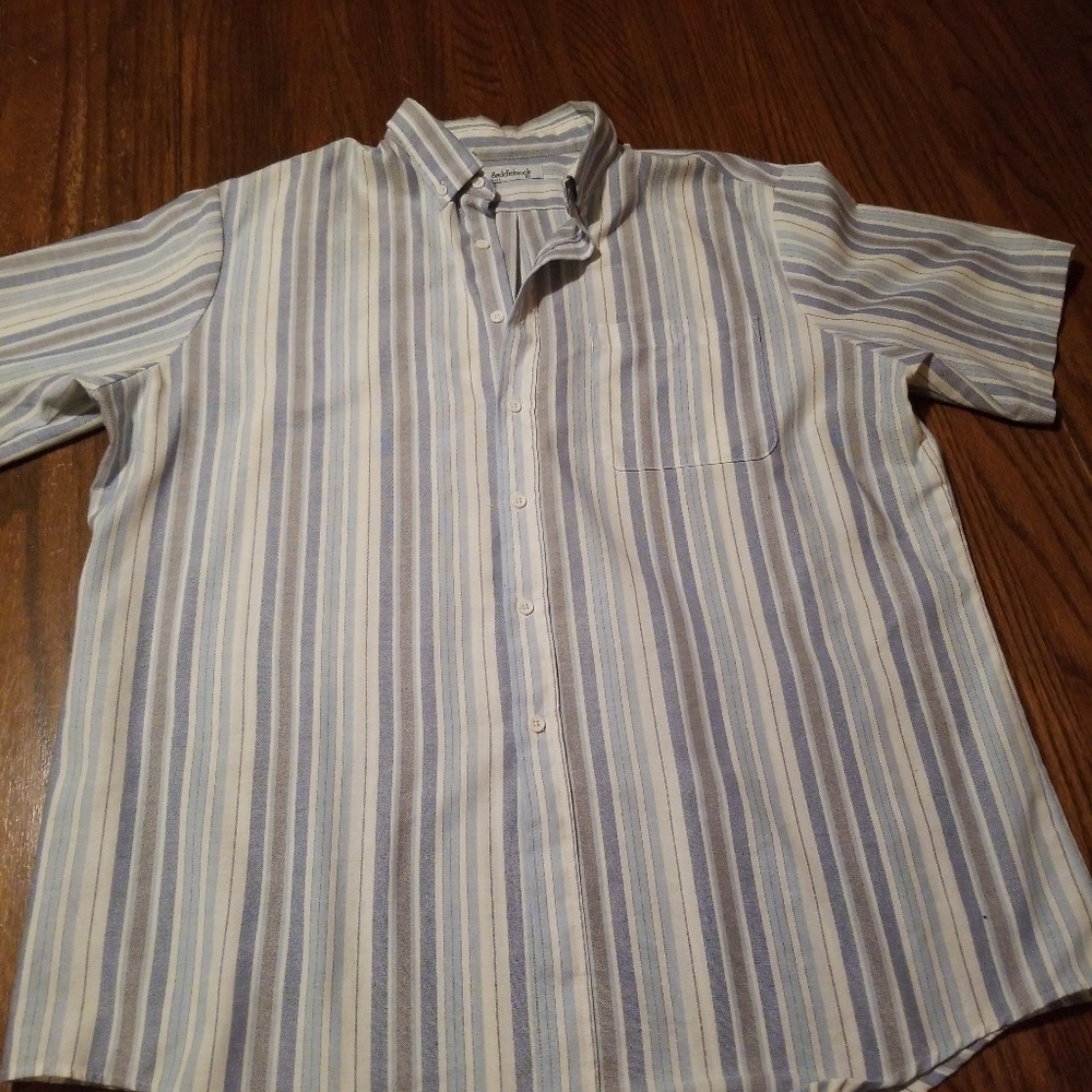 Vintage Saddlebrook Mens Striped Short Sleeve Button up Shirt XLarge